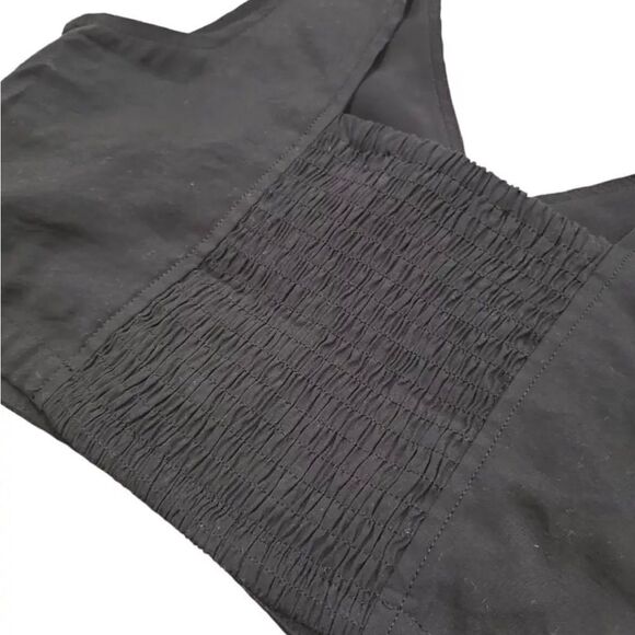 Madewell Cropped Vest Top Womens 4 Black Button Front Sleeveless V-Neck Wide Str - Picture 5 of 5